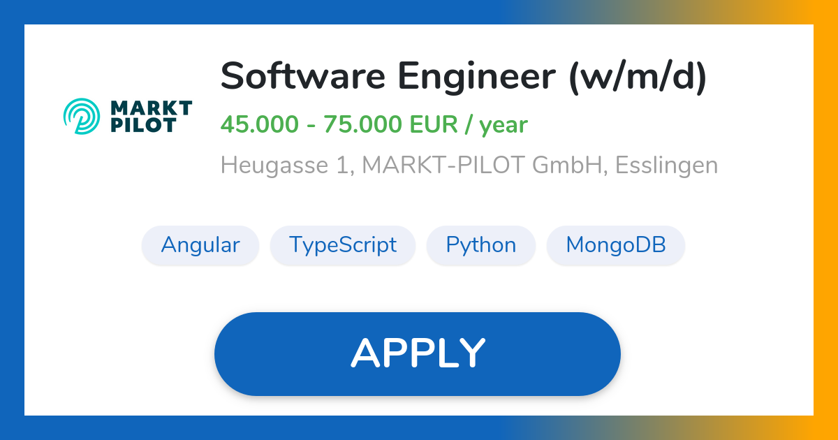 Software Engineer (w/m/d) Job in Esslingen MARKTPILOT GmbH