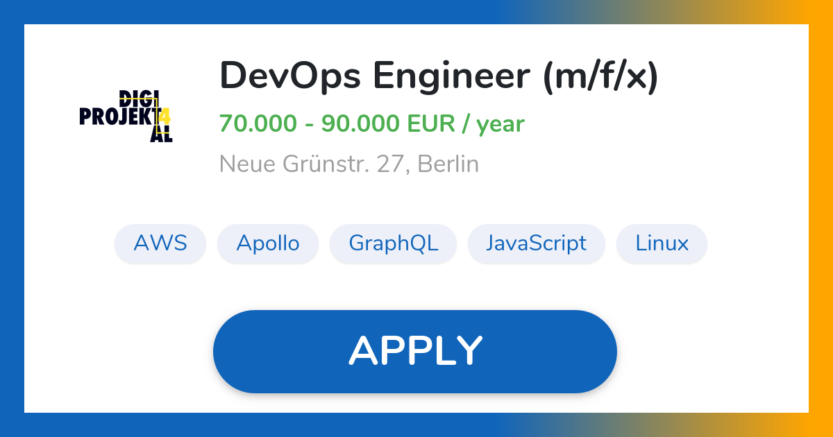 DevOps Engineer (m/f/x) Job in Berlin Digitalprojekt 4 GmbH