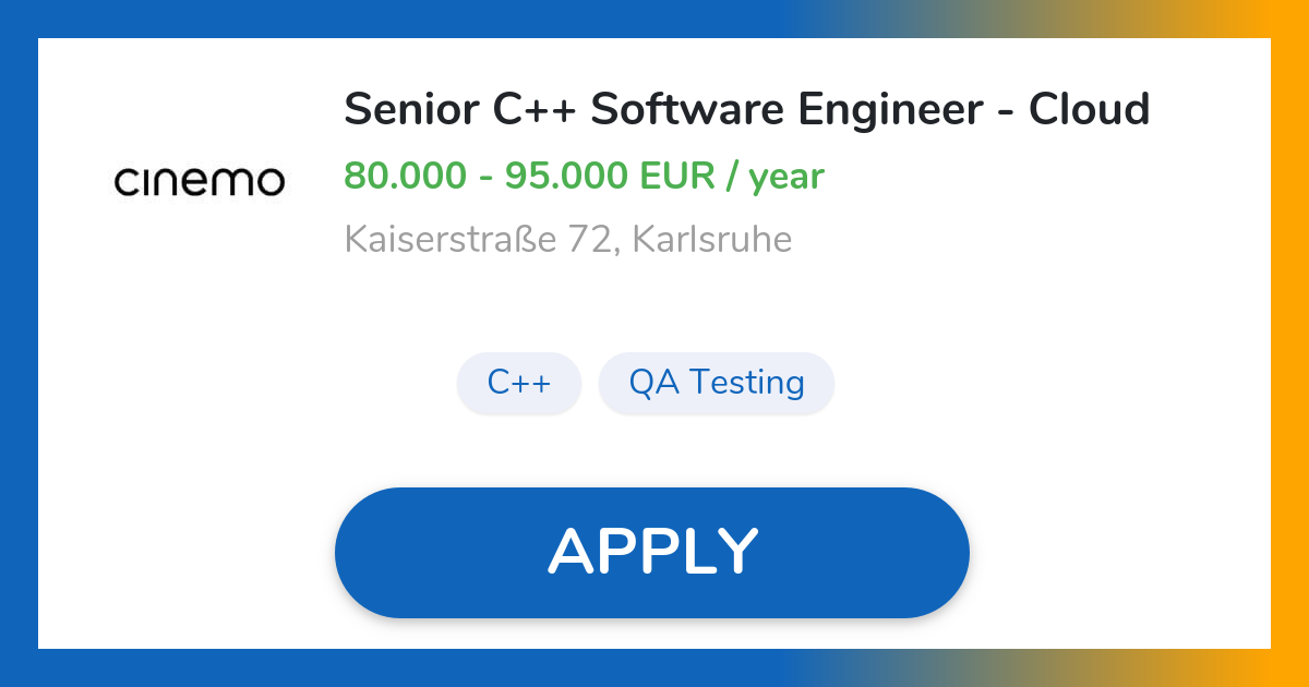 Senior C++ Software Engineer - Cloud Job in Karlsruhe | cinemo GmbH