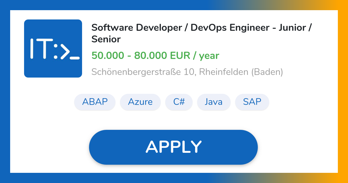 Software Developer / DevOps Engineer Junior / Senior Job in