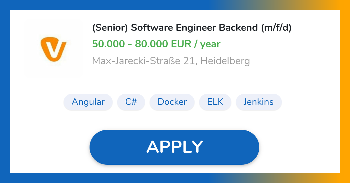 (Senior) Software Engineer Backend (m/f/d) Job in Heidelberg Verivox GmbH