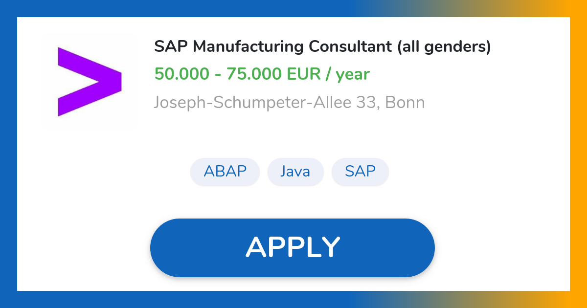 SAP Manufacturing Consultant (all genders) Job in Bonn Accenture