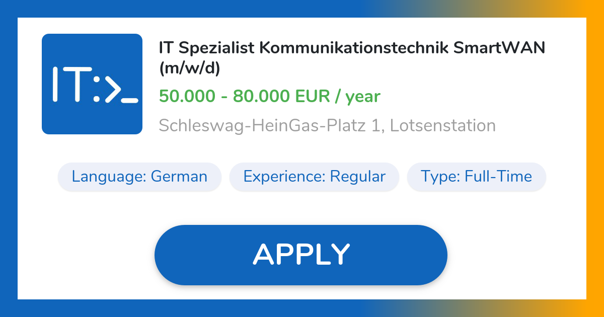 IT Spezialist Kommunikationstechnik SmartWAN (m/w/d) Job in