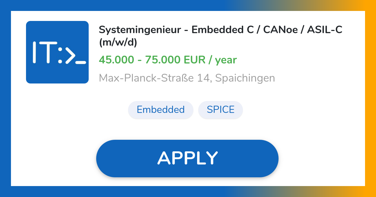 Systemingenieur Embedded C / CANoe / ASILC (m/w/d) Job in