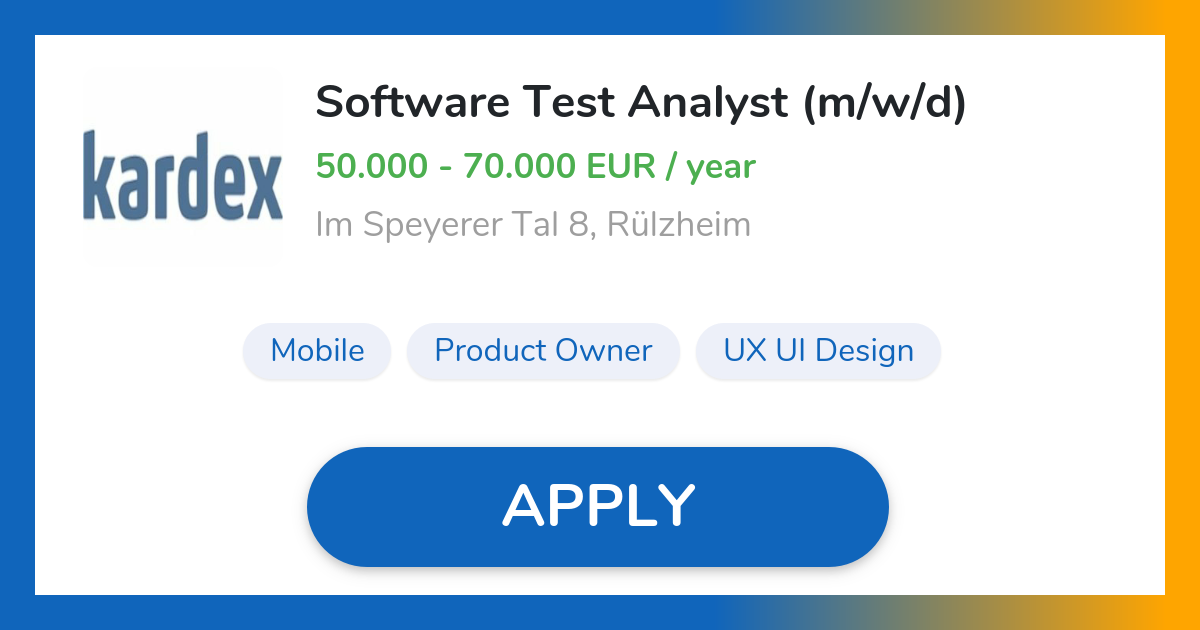 Software Test Analyst (m/w/d) Job in Rülzheim Kardex