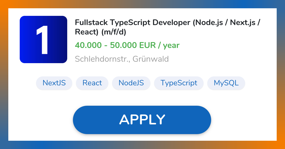 Fullstack TypeScript Developer (Node.js / Next.js / React) (m/f/d) Job ...