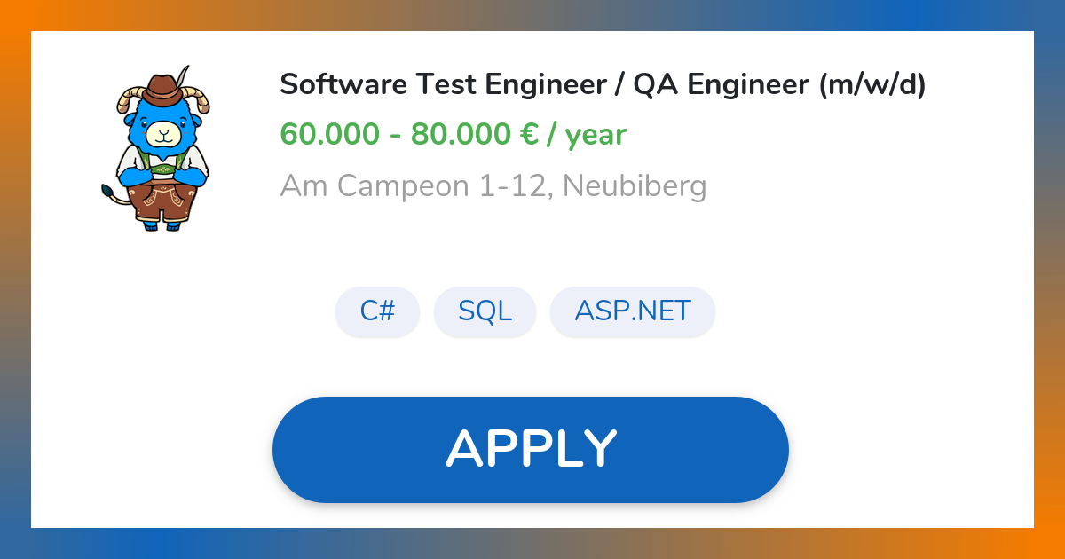 Software Test Engineer / QA Engineer (m/w/d) Job in Neubiberg ...